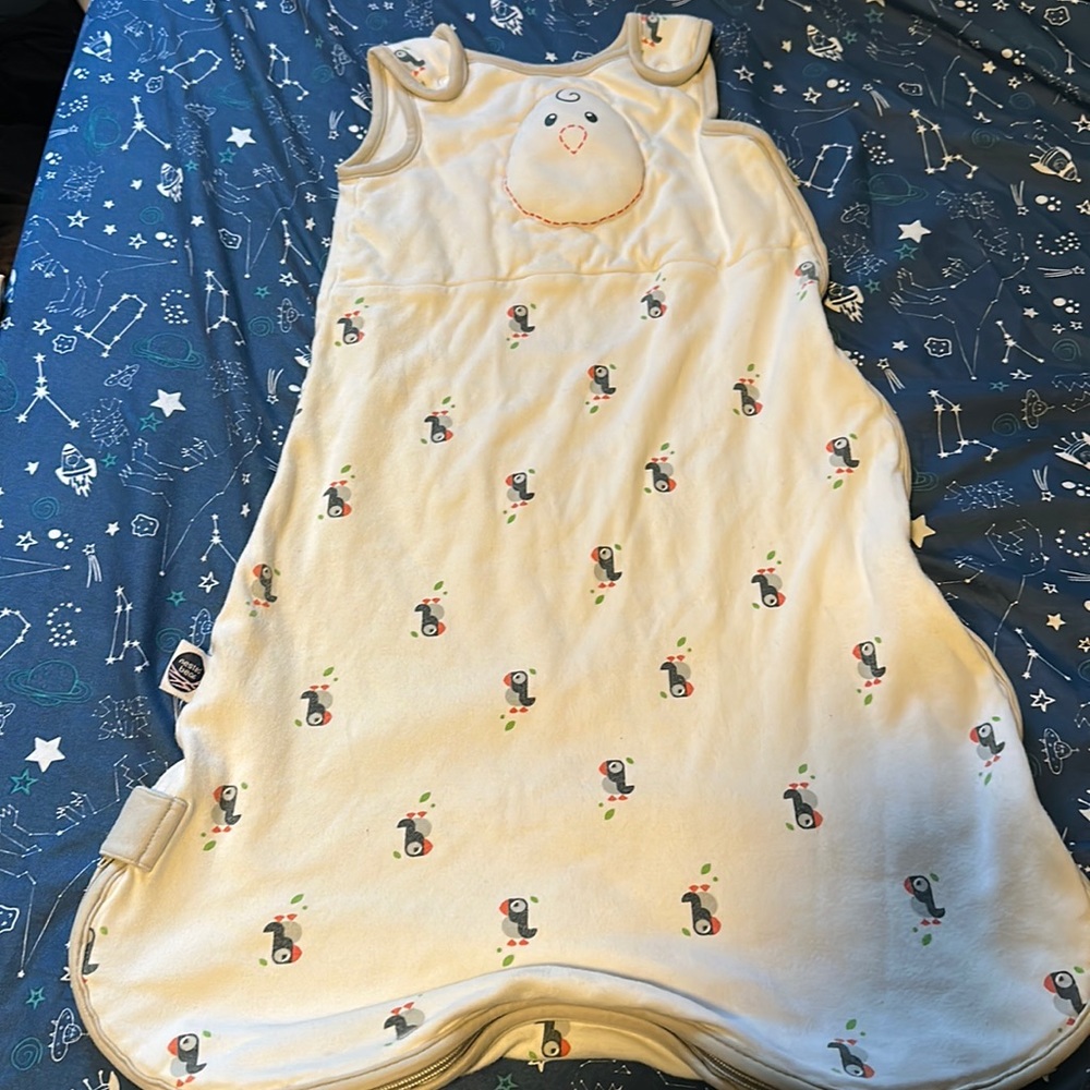 nested bean baby sleeper sack puffins